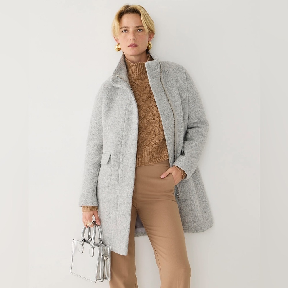 J Crew Stadium Cloth Cocoon Coat Gray Size 12